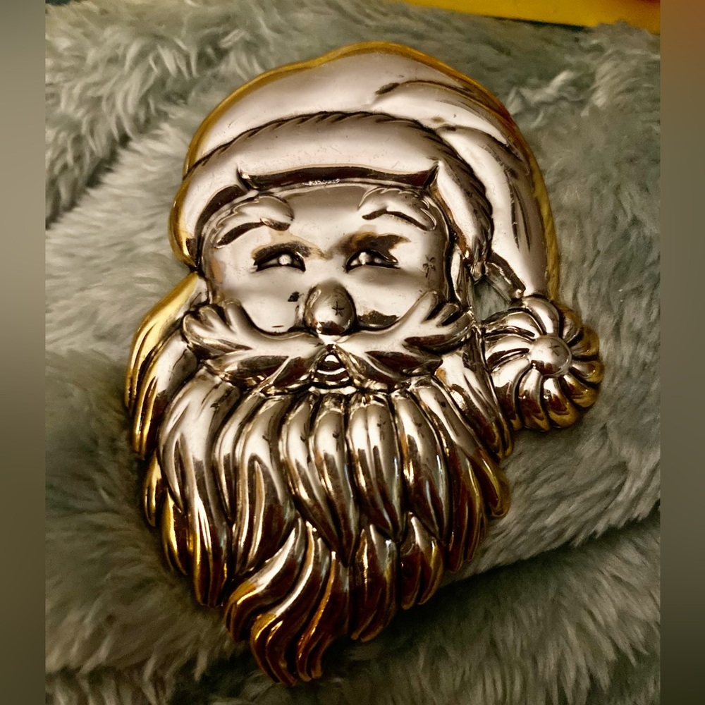 BEST Brand Santa Claus Interchangeable Brooch Pendant Silver Tone 2 X 3
